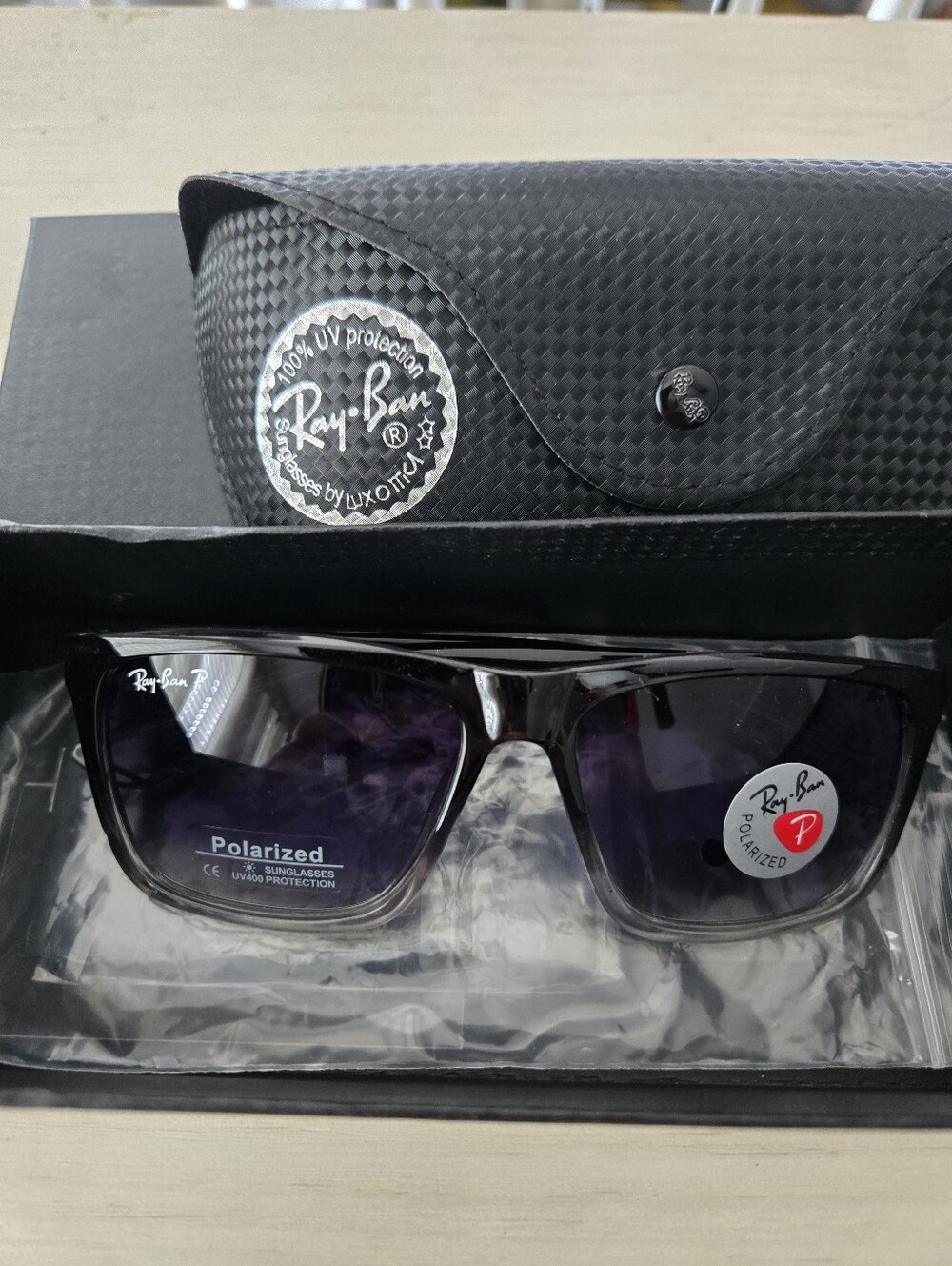 Ray-Ban Men's Black Frame Sunglasses with Purple-Tinted Lenses